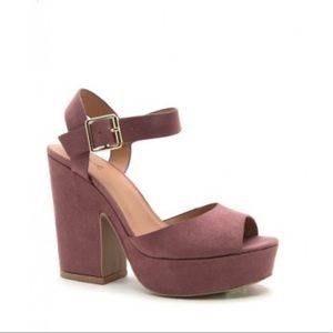 Dusty Rose Suede Trend Open Toe Chunky Platforms